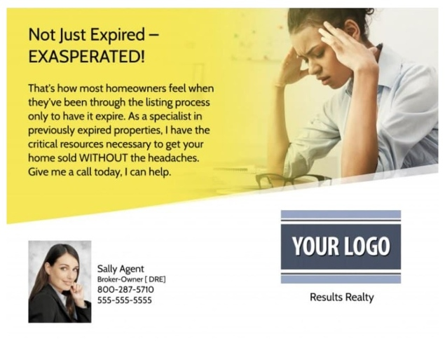 Screenshot of an example of direct mail marketing to expired listing leads
