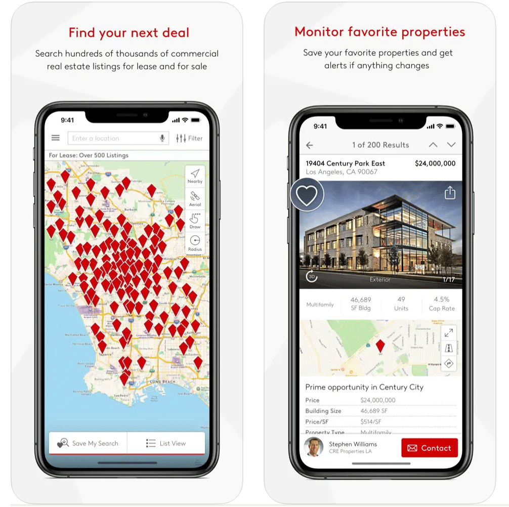 LoopNet mobile app interface