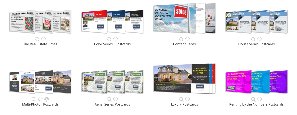 ProspectsPLUS dashboard showing tools to build mailing lists and design postcards